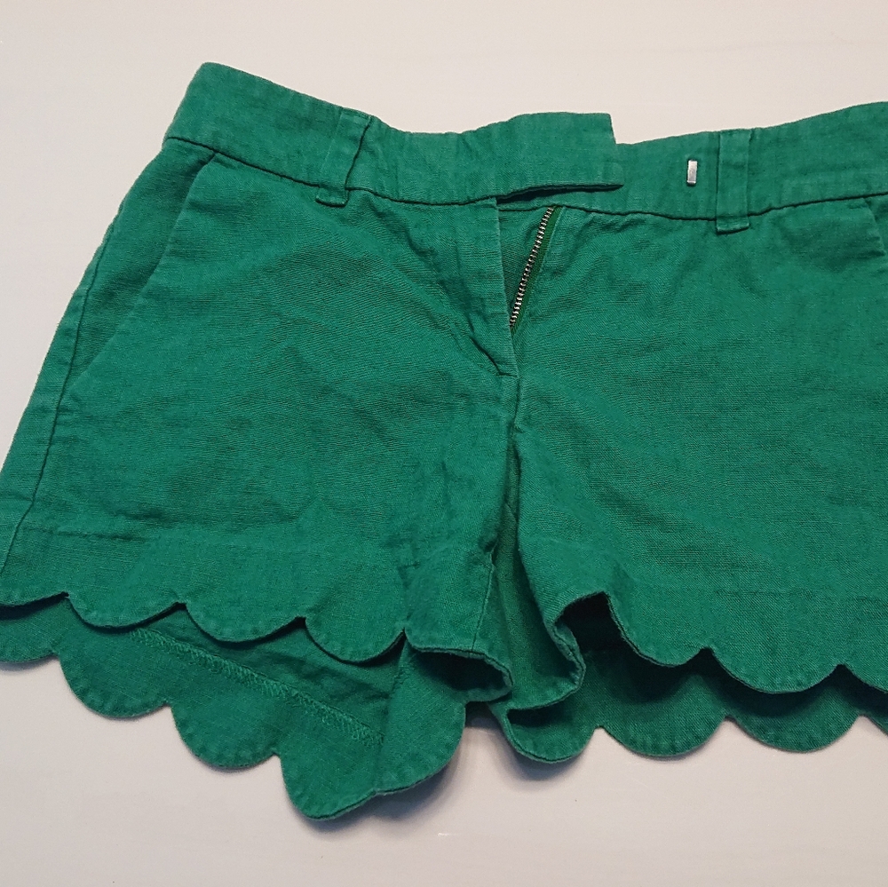 J. Crew Green Scalloped Shorts